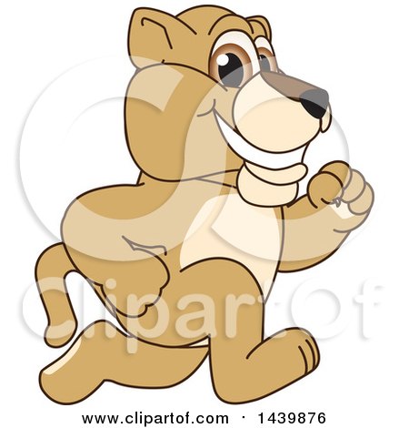 Clipart of a Lion Cub School Mascot Character Running - Royalty Free Vector Illustration by Mascot Junction