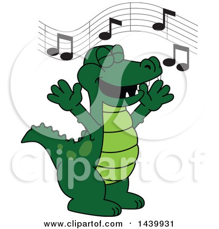 Clipart of a Gator School Mascot Character Singing - Royalty Free Vector Illustration by Mascot Junction