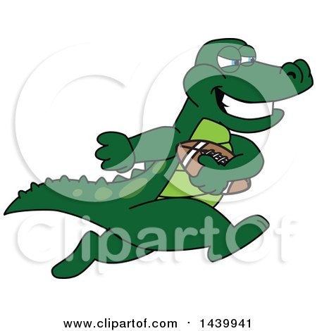 Clipart of a Gator School Mascot Character Playing Football - Royalty Free Vector Illustration by Mascot Junction