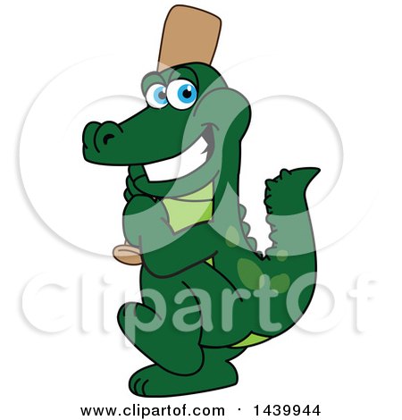 Clipart of a Gator School Mascot Character Holding a Baseball Bat - Royalty Free Vector Illustration by Mascot Junction