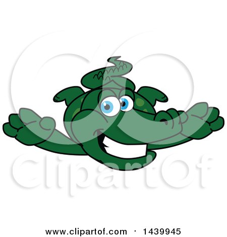Clipart of a Gator School Mascot Character Leaping - Royalty Free Vector Illustration by Mascot Junction