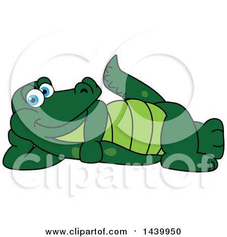 Clipart of a Gator School Mascot Character Relaxing - Royalty Free Vector Illustration by Mascot Junction