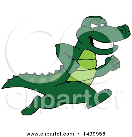 Clipart of a Gator School Mascot Character Running - Royalty Free Vector Illustration by Mascot Junction