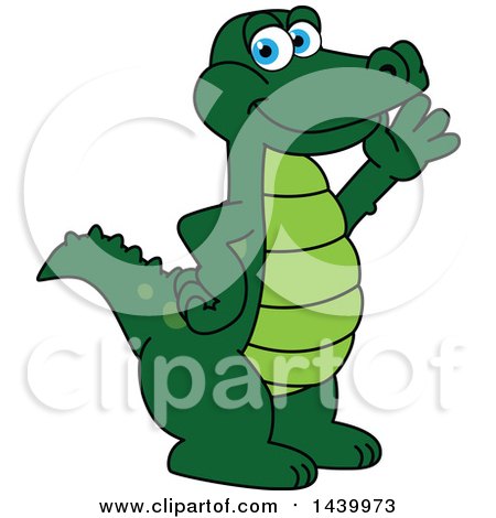 Clipart of a Gator School Mascot Character Waving - Royalty Free Vector Illustration by Mascot Junction