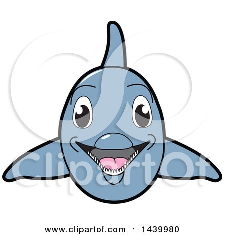 Clipart of a Porpoise Dolphin School Mascot Character Swimming - Royalty Free Vector Illustration by Mascot Junction