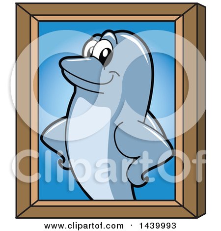 Clipart of a Porpoise Dolphin School Mascot Character Portrait - Royalty Free Vector Illustration by Mascot Junction