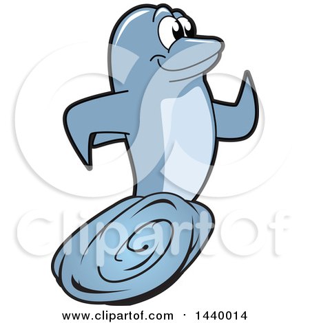 Clipart of a Porpoise Dolphin School Mascot Character Running - Royalty Free Vector Illustration by Mascot Junction