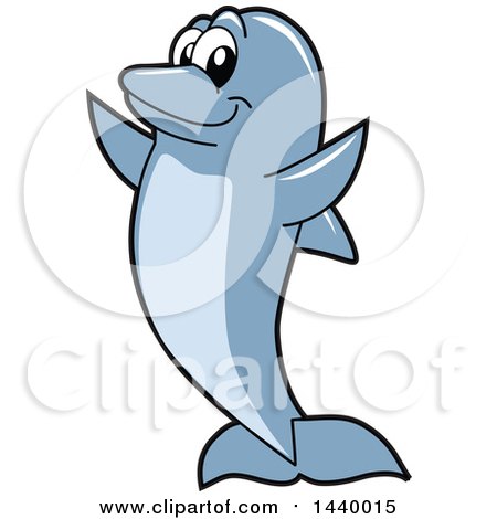 Clipart of a Porpoise Dolphin School Mascot Character - Royalty Free Vector Illustration by Mascot Junction