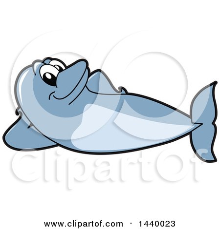Clipart of a Porpoise Dolphin School Mascot Character Relaxing - Royalty Free Vector Illustration by Mascot Junction