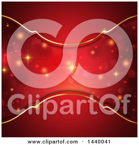 Clipart of a Red and Gold Ornate Background with Flares - Royalty Free Vector Illustration by KJ Pargeter