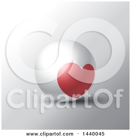 Clipart of a 3d Sphere with a Red Heart - Royalty Free Vector Illustration by KJ Pargeter