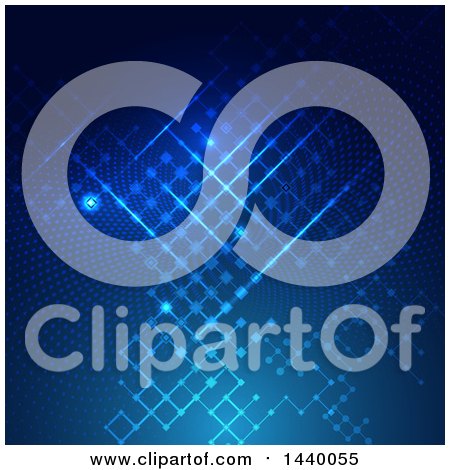 Clipart of a Blue Circuit Digital Technology Background - Royalty Free Vector Illustration by KJ Pargeter