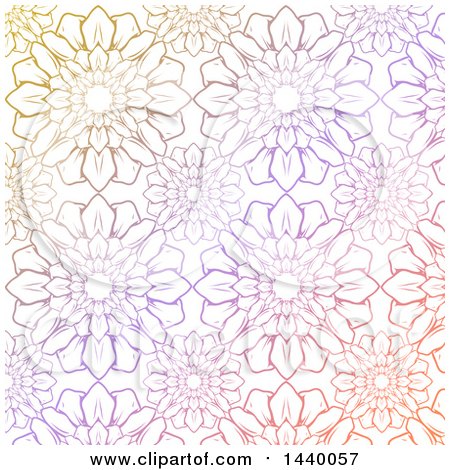 Clipart of a Colorful Pastel Flower Pattern Background - Royalty Free Vector Illustration by KJ Pargeter