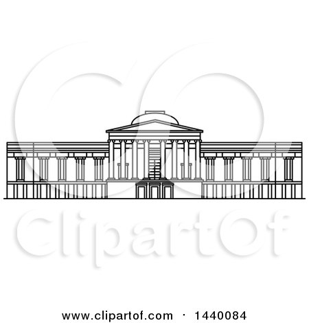 Clipart of a Black and White Line Drawing of the National Gallery of Art Building - Royalty Free Vector Illustration by Vector Tradition SM