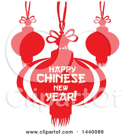 Clipart of a Happy Chinese New Year Design with Lanterns - Royalty Free Vector Illustration by Vector Tradition SM