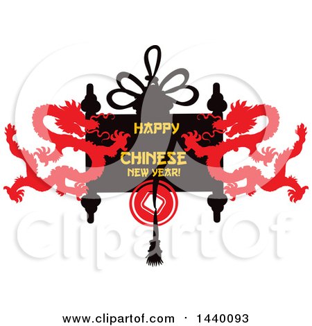 Clipart of a Happy Chinese New Year Design with Dragons - Royalty Free Vector Illustration by Vector Tradition SM
