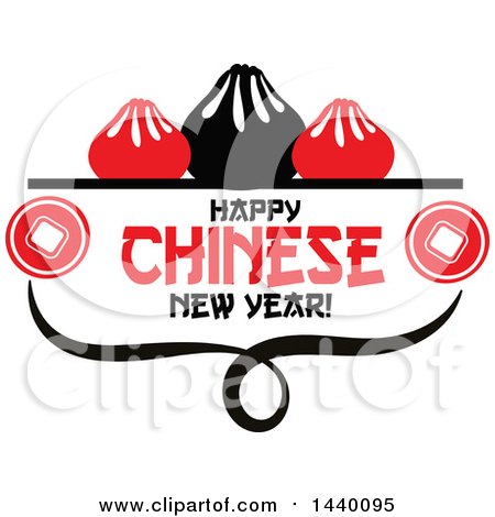 Clipart of a Happy Chinese New Year Design with Dumplings - Royalty Free Vector Illustration by Vector Tradition SM