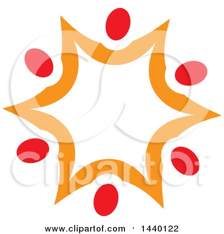 Clipart of a Teamwork Unity Star of Red and Orange People - Royalty Free Vector Illustration by ColorMagic