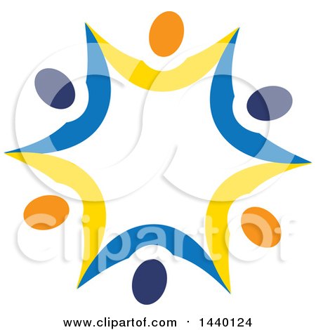 Clipart of a Teamwork Unity Star of Blue Yellow and Orange People - Royalty Free Vector Illustration by ColorMagic
