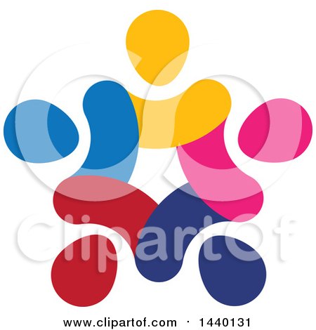 Clipart of a Teamwork Unity Circle of Colorful Diverse People - Royalty Free Vector Illustration by ColorMagic