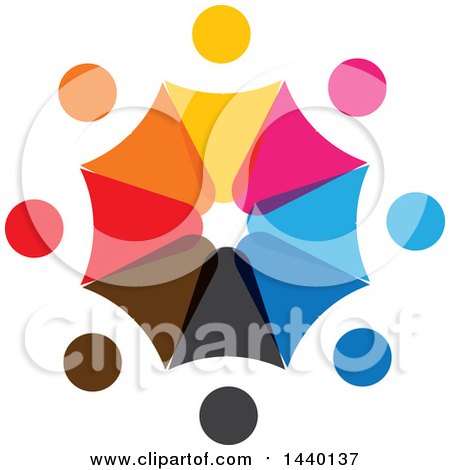 Clipart of a Teamwork Unity Circle of Colorful Diverse People - Royalty Free Vector Illustration by ColorMagic