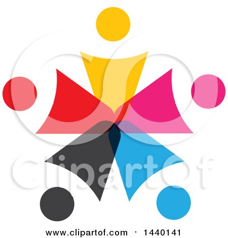 Clipart of a Teamwork Unity Circle of Colorful Diverse People - Royalty Free Vector Illustration by ColorMagic