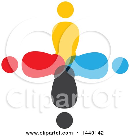 Clipart of a Teamwork Unity Cross of Colorful Diverse People - Royalty Free Vector Illustration by ColorMagic