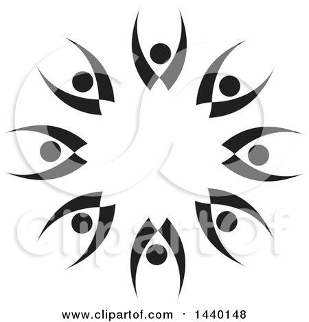 Clipart of a Teamwork Unity Circle of Black and White People - Royalty Free Vector Illustration by ColorMagic