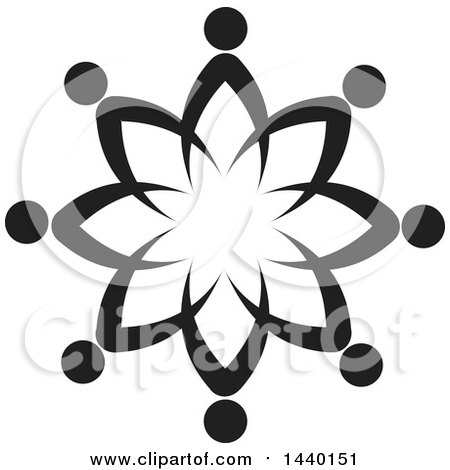 Clipart of a Teamwork Unity Circle of Black and White People - Royalty Free Vector Illustration by ColorMagic