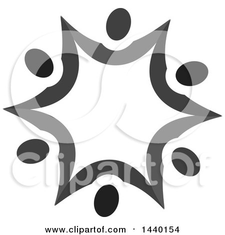 Clipart of a Teamwork Unity Star of Grayscale People - Royalty Free Vector Illustration by ColorMagic