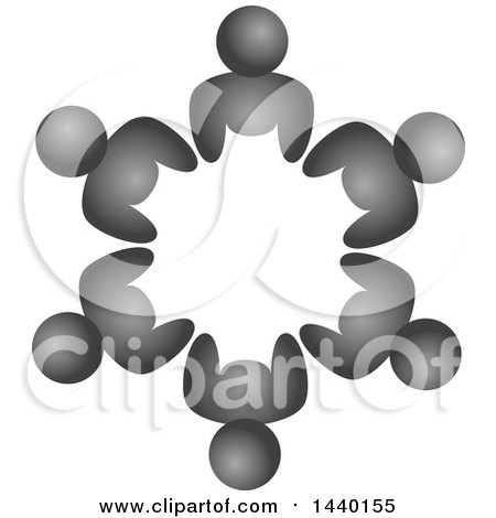 Clipart of a Teamwork Unity Circle of Gray People - Royalty Free Vector Illustration by ColorMagic