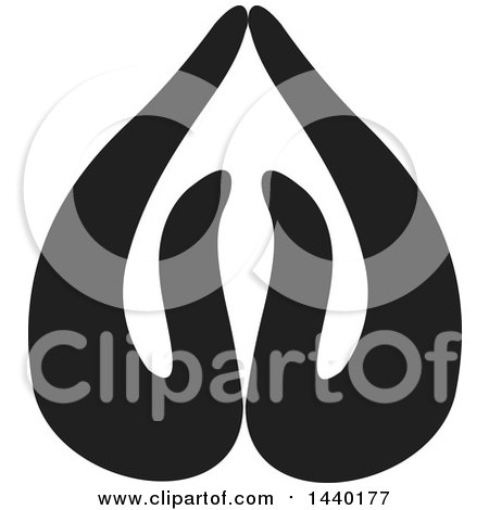 Clipart of a Black and White Pair of Prayer or Namaste Hands - Royalty Free Vector Illustration by ColorMagic