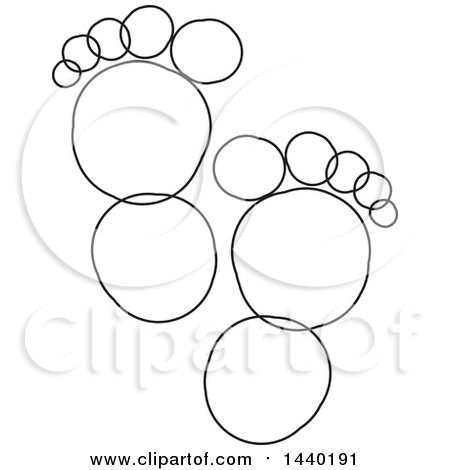 Clipart of a Black and White Pair of Footprints - Royalty Free Vector Illustration by ColorMagic
