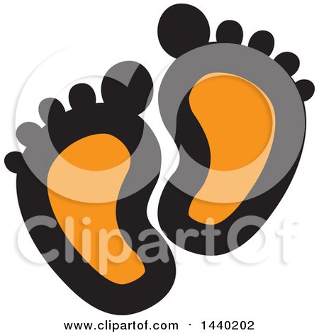 Clipart of a Pair of Orange Footprints - Royalty Free Vector Illustration by ColorMagic