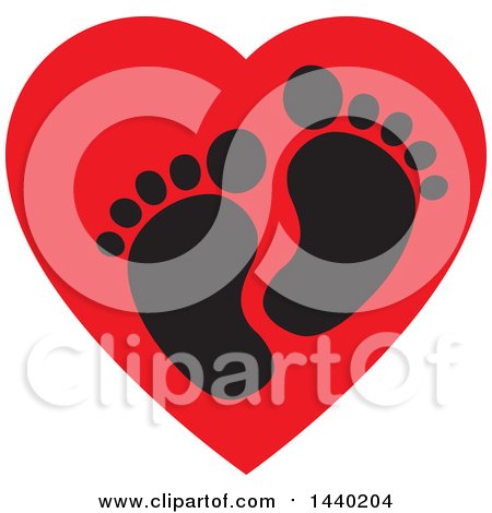 Clipart of a Pair of Footprints in a Red Heart - Royalty Free Vector Illustration by ColorMagic