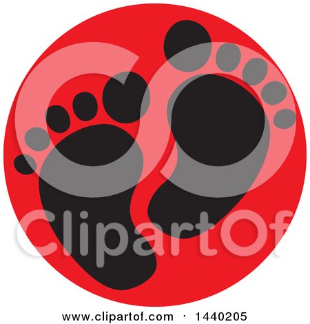 Clipart of a Pair of Footprints in a Red Circle - Royalty Free Vector Illustration by ColorMagic
