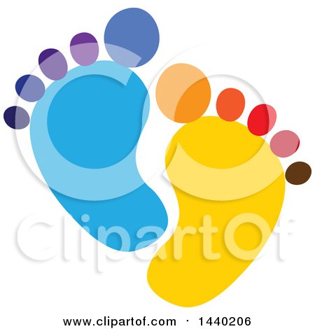 Clipart of a Colorful Pair of Footprints - Royalty Free Vector Illustration by ColorMagic