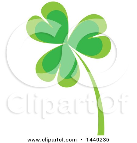 Clipart of a Green St Patricks Day Shamrock Clover Leaf and Stalk - Royalty Free Vector Illustration by ColorMagic