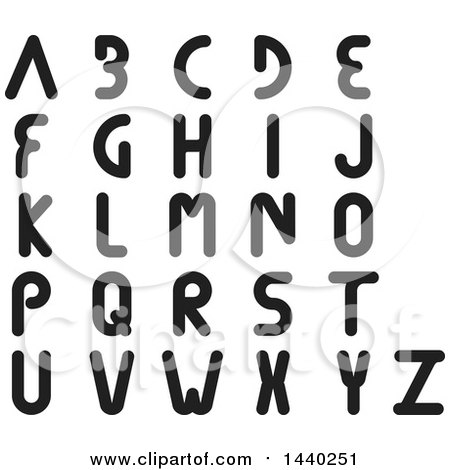 Clipart of Black and White Alphabet Letters - Royalty Free Vector Illustration by ColorMagic
