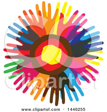 Clipart of a Circle of Colorful Hands - Royalty Free Vector Illustration by ColorMagic