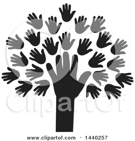 Clipart of a Tree of Hands - Royalty Free Vector Illustration by ColorMagic