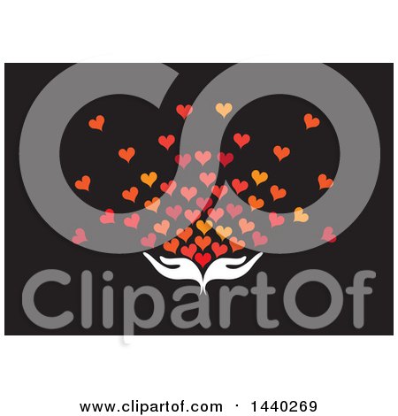 Clipart of a Pair of Nurturing Hands with Love Hearts - Royalty Free Vector Illustration by ColorMagic