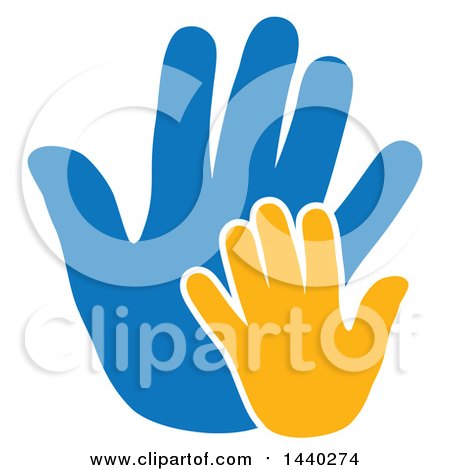 Clipart of Yellow and Blue Hands - Royalty Free Vector Illustration by ColorMagic