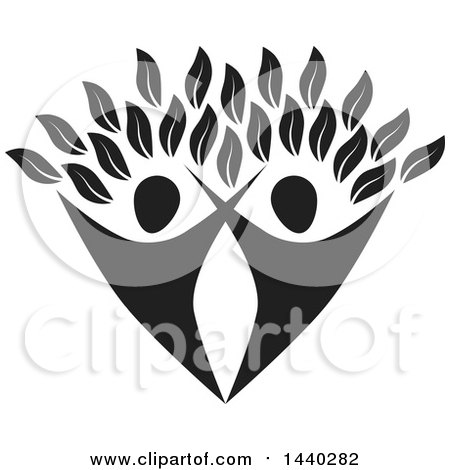 Clipart of a Black and White Couple Forming the Trunk of a Tree - Royalty Free Vector Illustration by ColorMagic