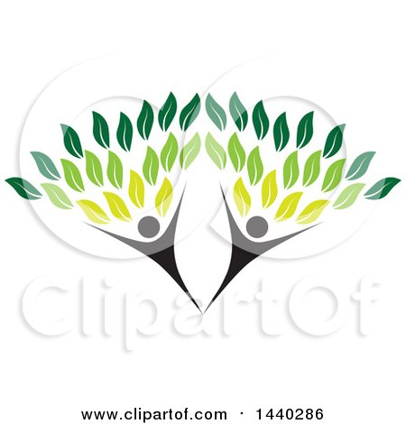 Clipart of a Couple Forming the Trunk of a Tree, with Green Leaves - Royalty Free Vector Illustration by ColorMagic