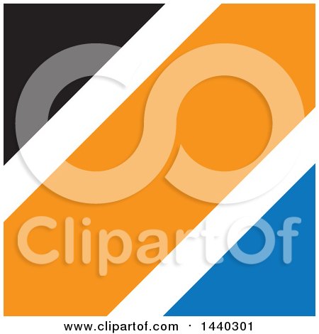 Clipart of a Background of Black, Orange and Blue Diagonal Stripes - Royalty Free Vector Illustration by ColorMagic