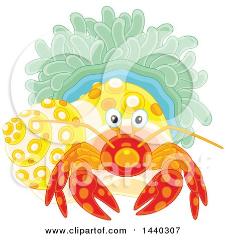 Clipart of a Hermit Crab and Anemone - Royalty Free Vector Illustration by Alex Bannykh