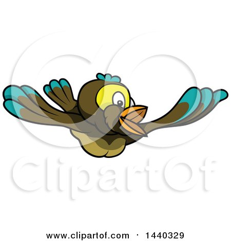 Clipart of a Cartoon Flying Bird - Royalty Free Vector Illustration by dero
