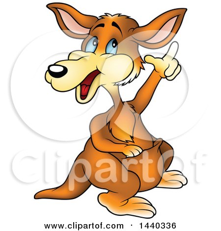 Clipart of a Cartoon Kangaroo Pointing - Royalty Free Vector Illustration by dero