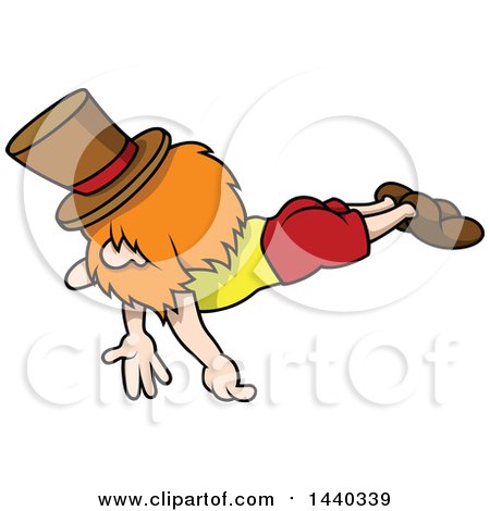 Clipart of a Cartoon Man Wearing a Top Hat and Laying on His Stomach - Royalty Free Vector Illustration by dero